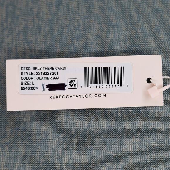 Rebecca Taylor Woman Grey Cotton/Viscose Barely There Knit Crop Cardigan Size L - Picture 6 of 6